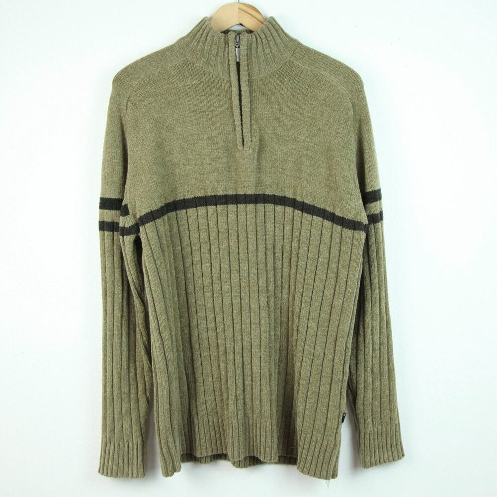 Vintage Men's 1/4‎ Zip Sweater Mockneck Chenille Y2K 90s Preppy Skater Grunge L